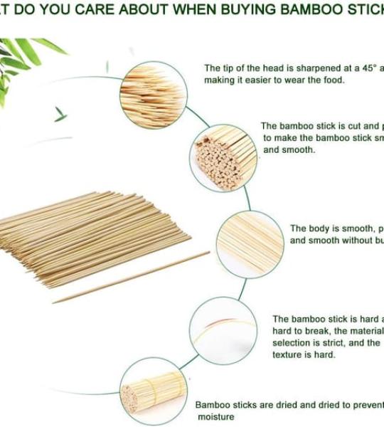 Natural Bamboo Skewers for BBQ and Crafts