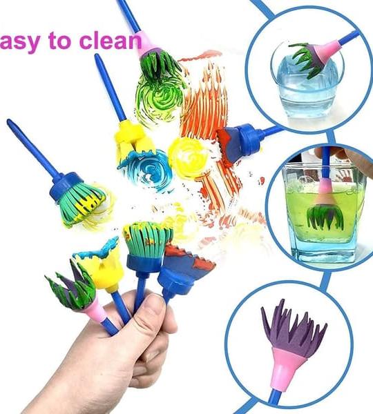 Children’s Washable Paintbrush Set – 4 Pcs Sponge Brushes