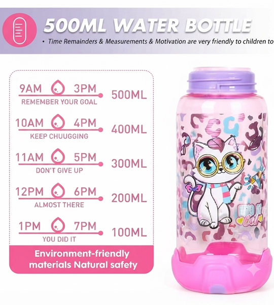 Girls Cat Water Bottle